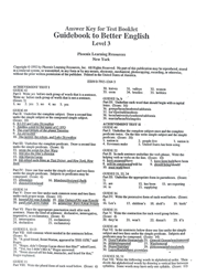 Guidebook to Better English - Level 3 - Test Answer Key 